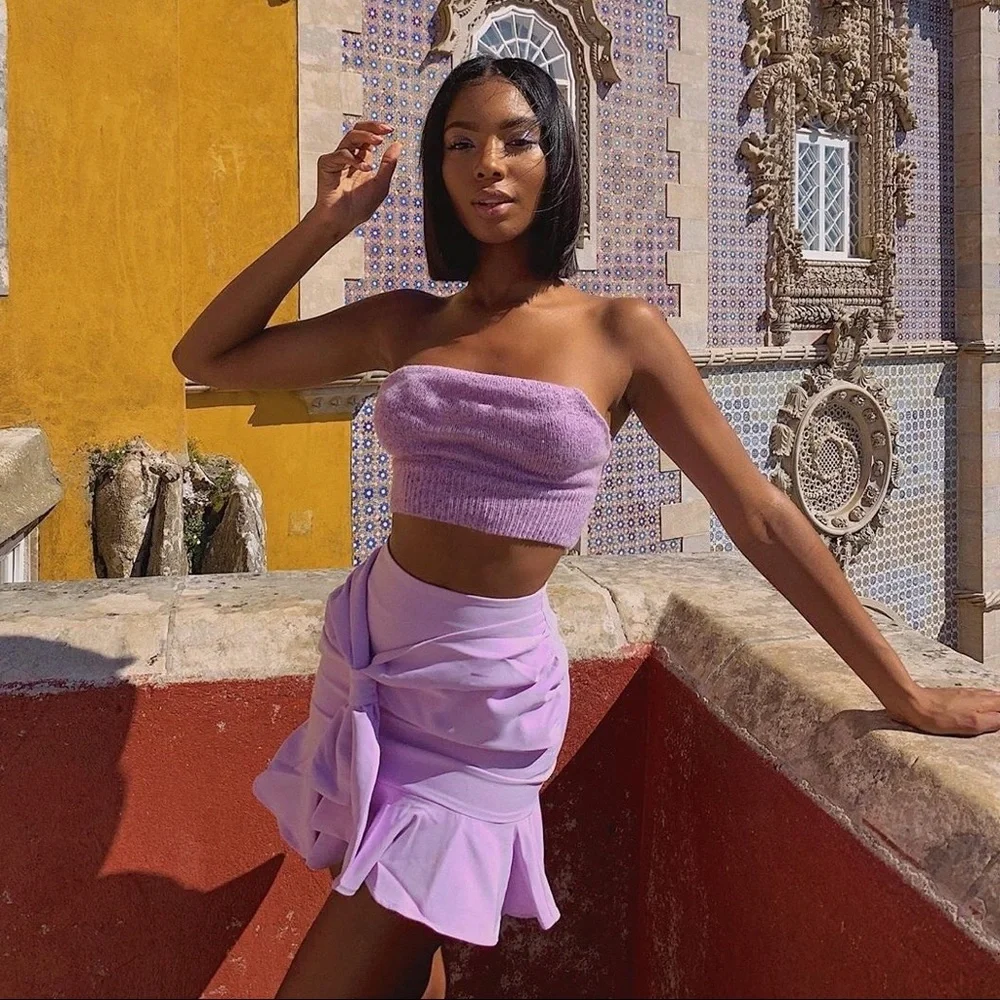 revolve song of style ⋆ ruffle lilac skirt